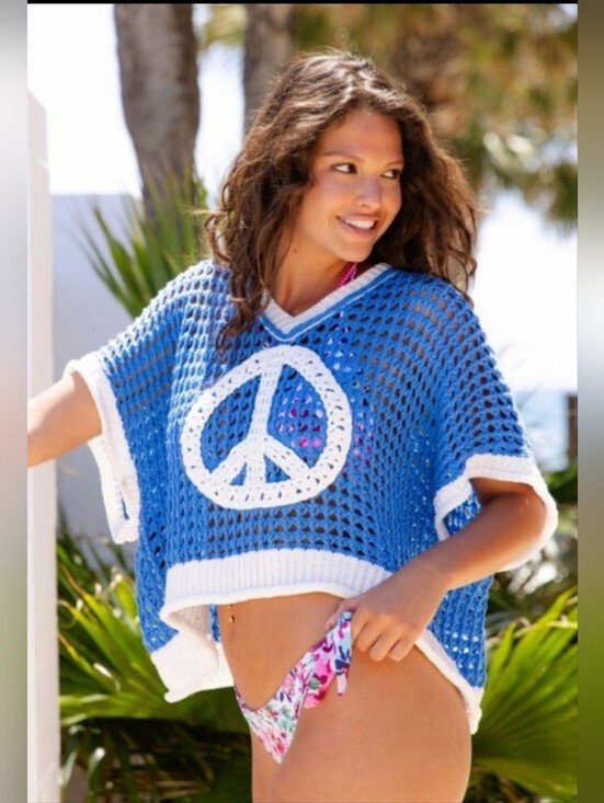POL Tops - POL Princess In Peace Crochet Peace Sign Top Size Med, Pick Your Color, NWT